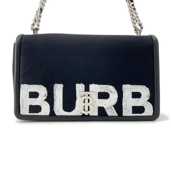 BURBERRY Roller ChainShoulder Canvas/Leather Black/White - Picture 1 of 14